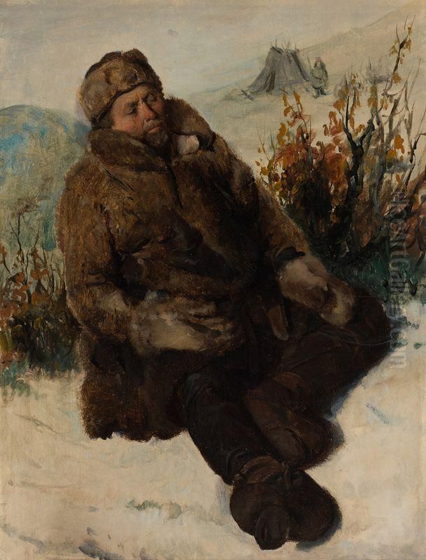 Lapon dans la Neige Oil Painting by Francois-Auguste Biard