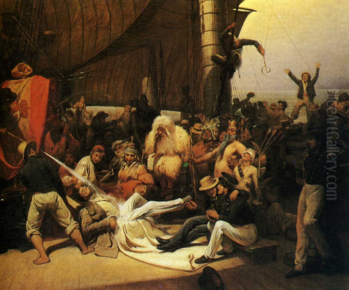 Le Passage de la Ligne Oil Painting by Francois-Auguste Biard