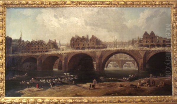 Demolition of Houses on the pont Notre-Dame, 1786 Oil Painting by Hubert Robert