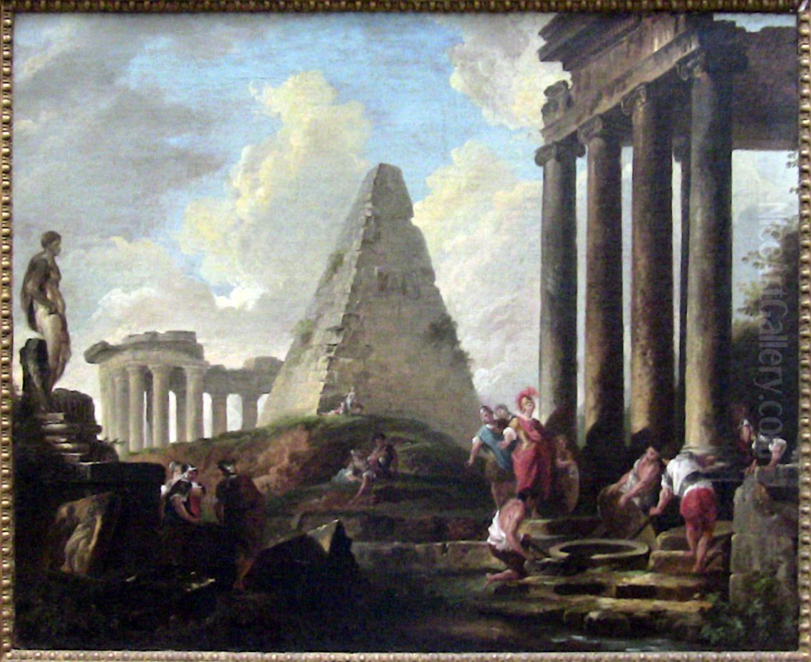 Alexandre le Grand devant le tombeau d'Achille Oil Painting by Hubert Robert