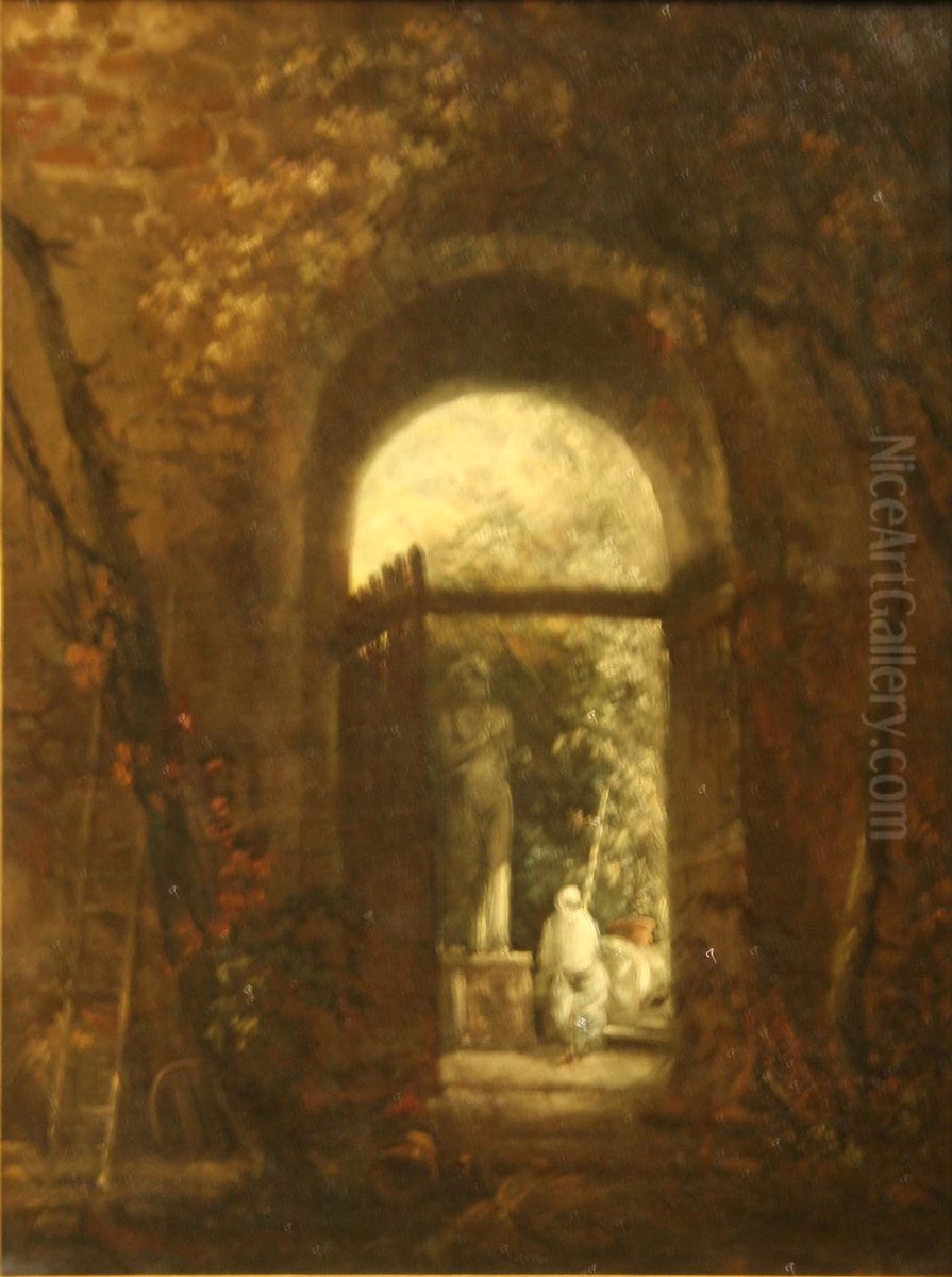 Italian Garden Oil Painting by Hubert Robert