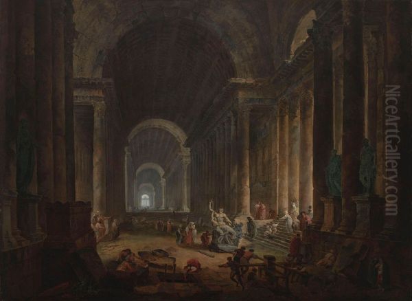 The Finding of the Laocoon Oil Painting by Hubert Robert
