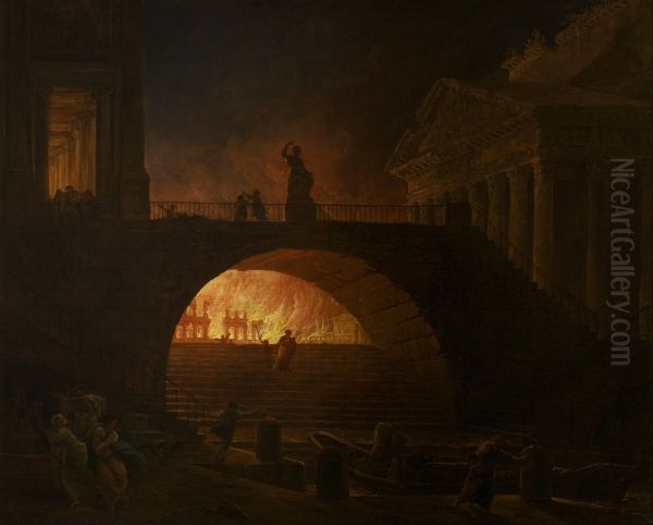 The Fire of Rome Oil Painting by Hubert Robert