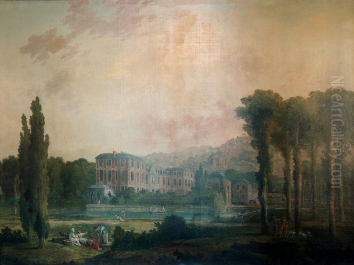 Vue duchateau de Chamarande Oil Painting by Hubert Robert