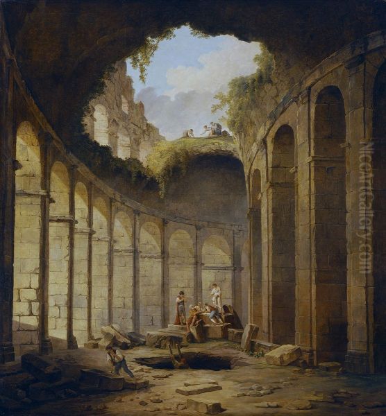 Colosseum,Rome. Oil Painting by Hubert Robert