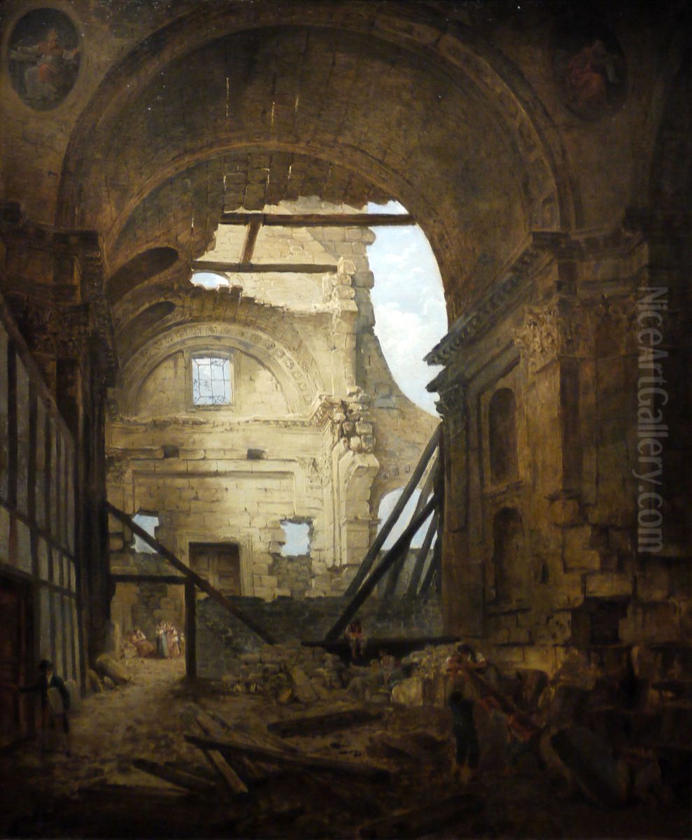 L'eglise de la Sorbonne en ruine Oil Painting by Hubert Robert
