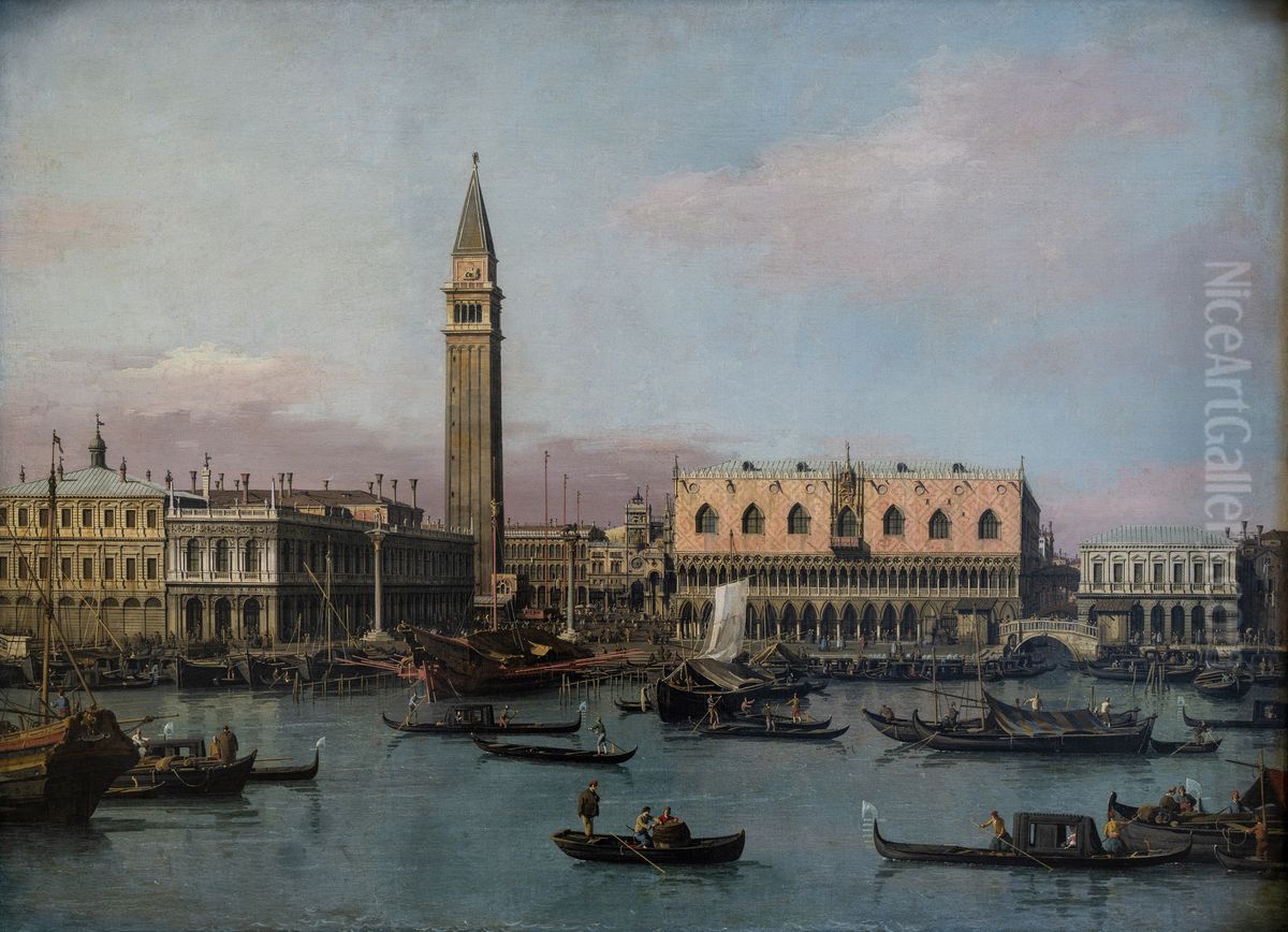 Piazzetta and Riva degli Schiavoni, Venice Oil Painting by Canaletto