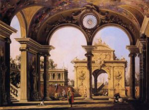 Capriccio of a Renaisance Triumphal Arch seen from the Portico of a Palace