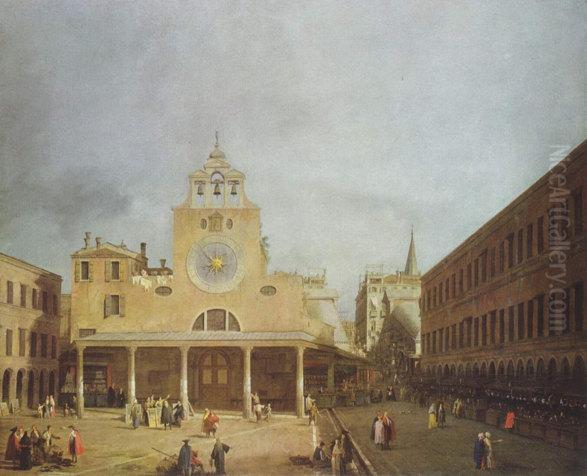 Platz vorSan Giacomo di Rialto in Venedig. Oil Painting by Canaletto