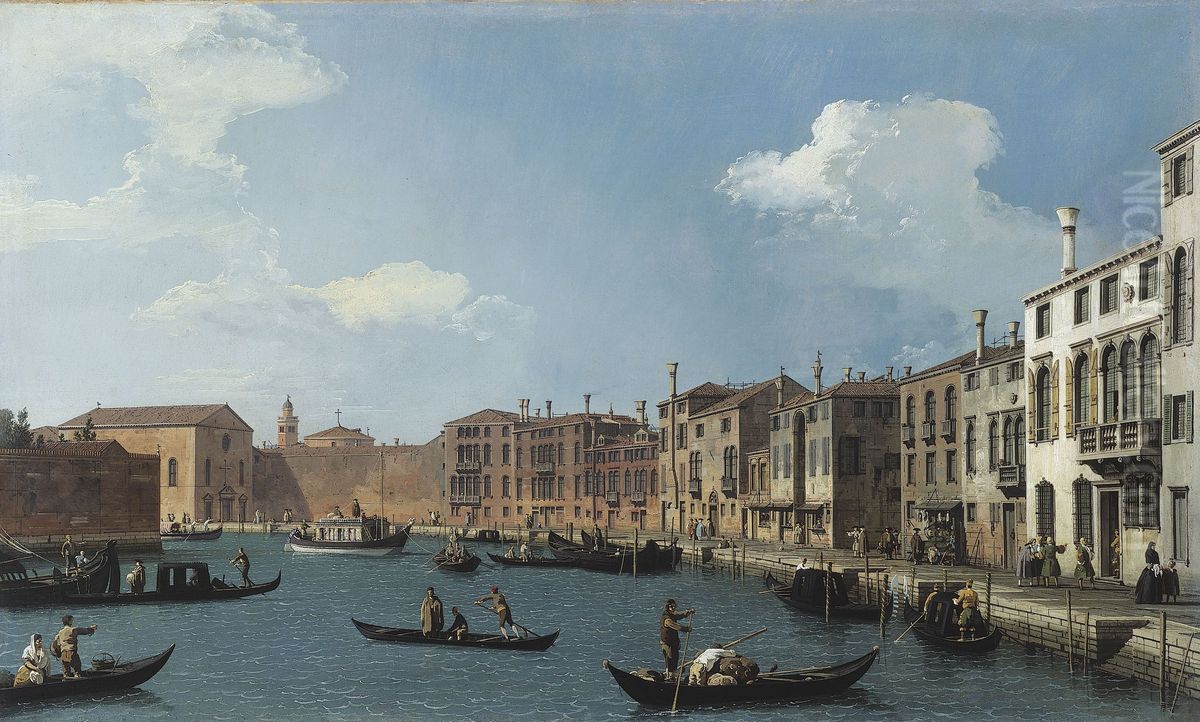 Vue du canal de Santa Chiara, a Venise Oil Painting by Canaletto