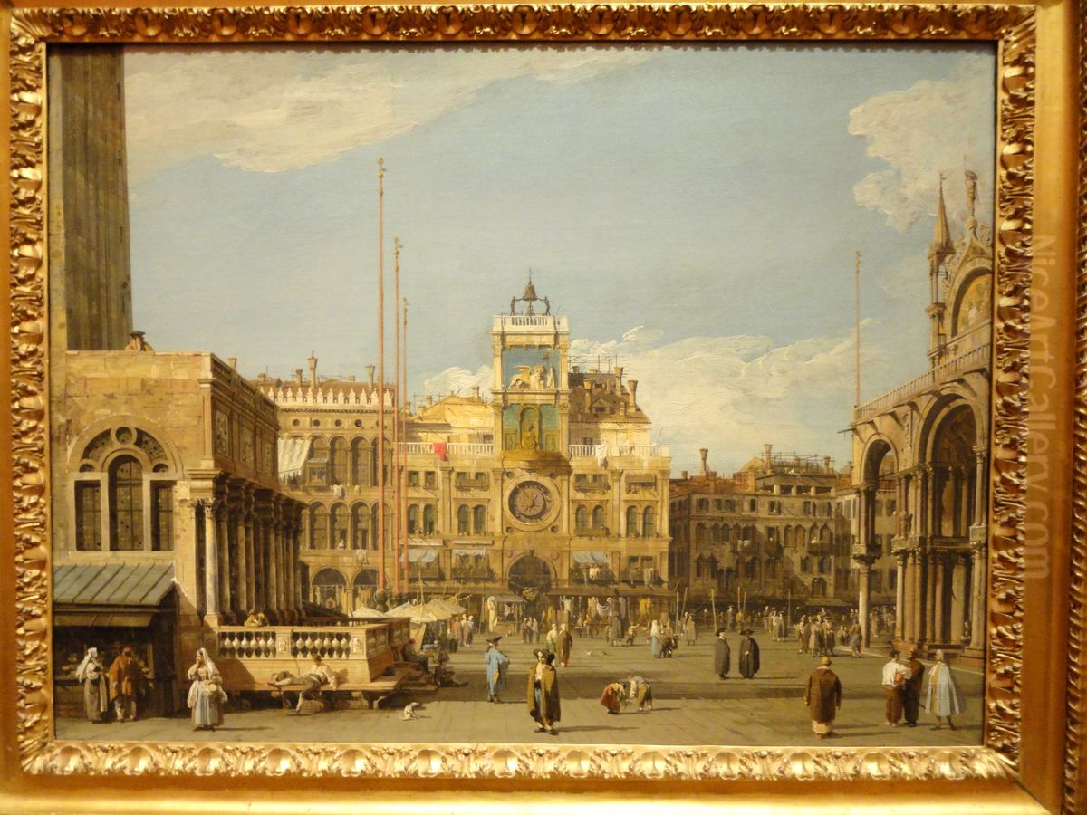 The Clock Tower in the Piazza San Marco Oil Painting by Canaletto The Clock Tower in the Piazza San Marco Oil Painting by Canaletto