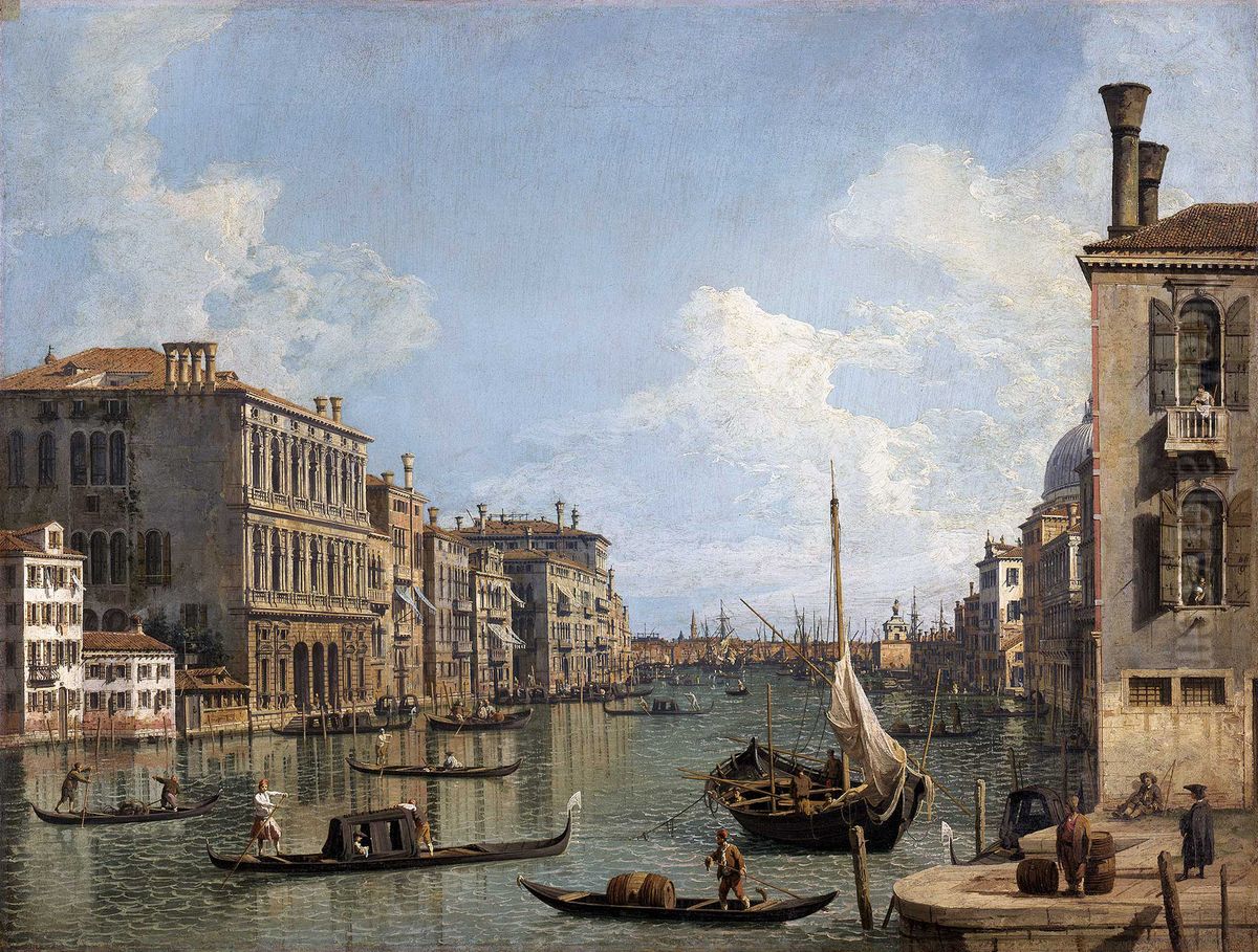 Veduta del Canal Grande verso la Punta della Dogana, da Campo San Ivo Oil Painting by Canaletto