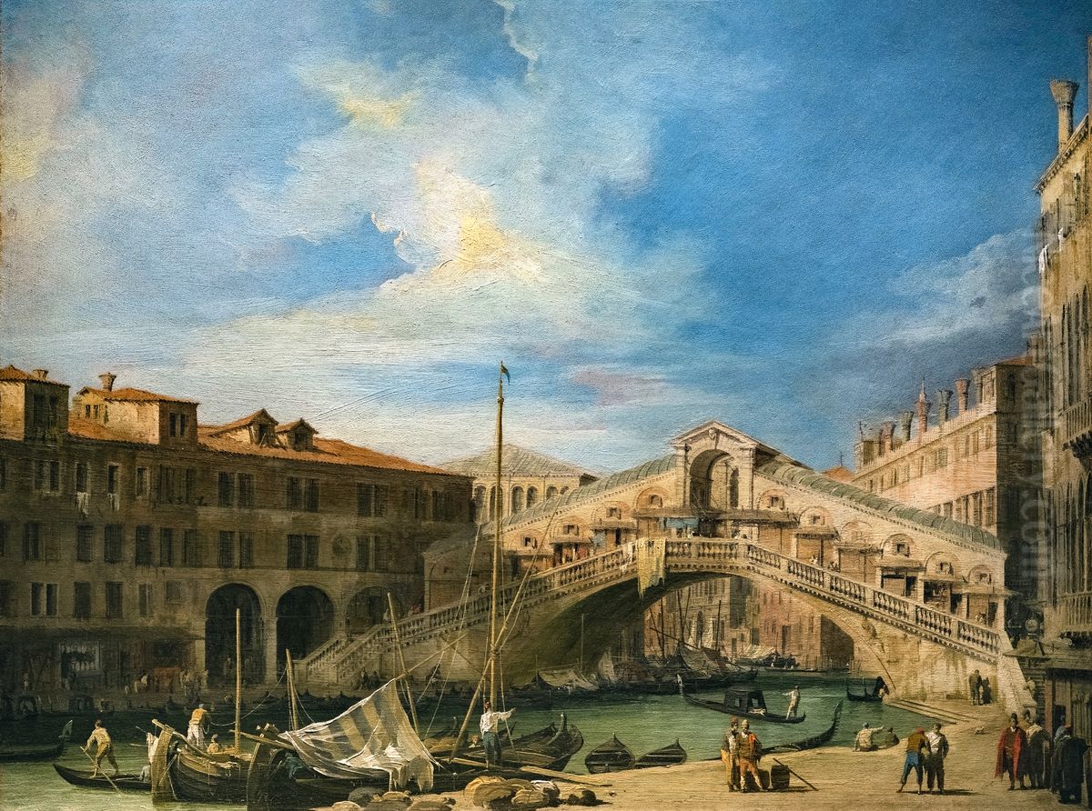 The Rialto Bridge from the South Oil Painting by Canaletto