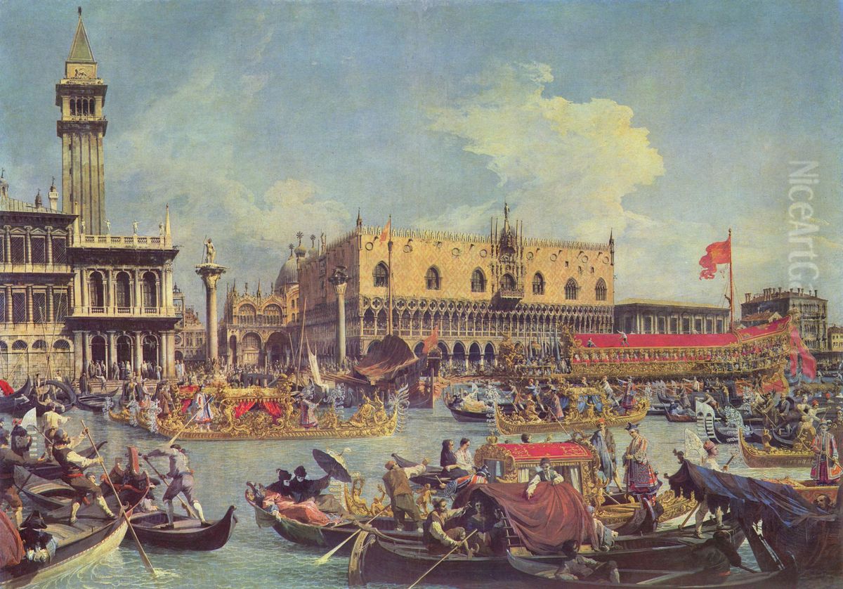 The Bucintoro Returning to the Molo on Ascension Day Oil Painting by Canaletto