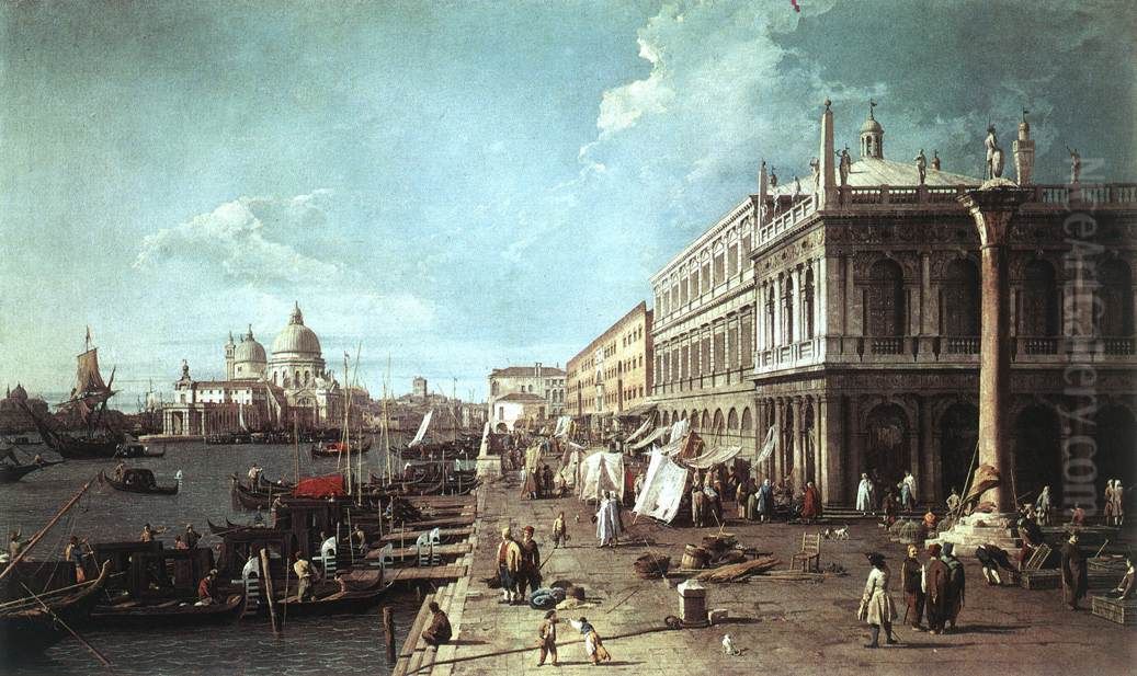 The Molo with the Library and the Entrance to the Grand Canal Oil Painting by Canaletto