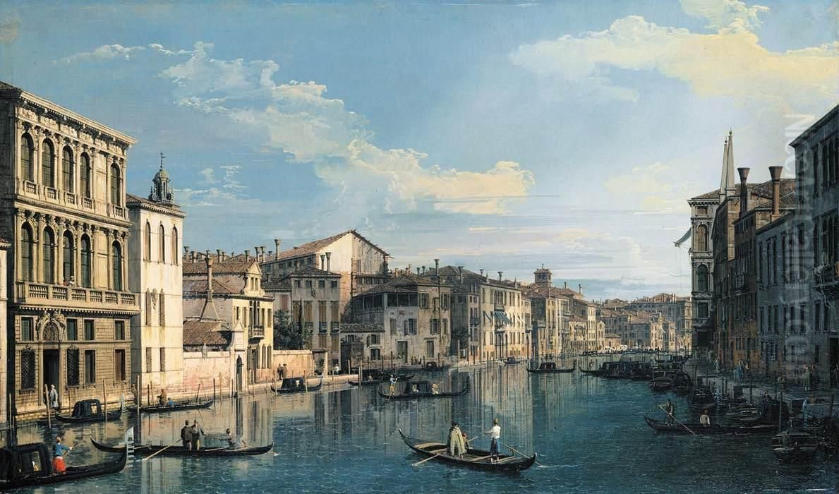 Venice: The Grand Canal from Palazzo Flangini to the Church of San Marcuola Oil Painting by Canaletto