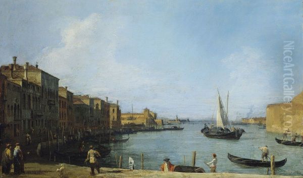 Venice: Il Canale di Santa Chiara verso la laguna Oil Painting by Canaletto
