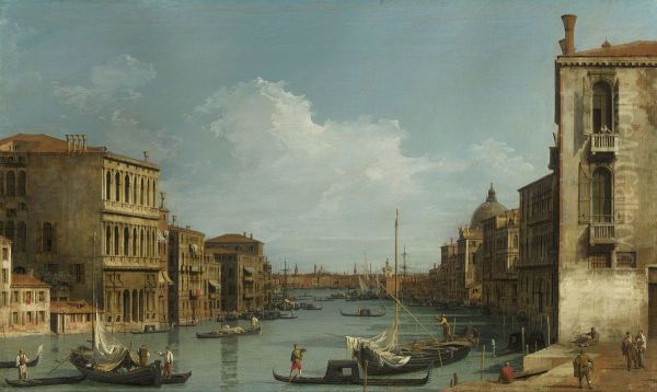 The Grand Canal looking East from Campo San Vio towards the Bacino Oil Painting by Canaletto