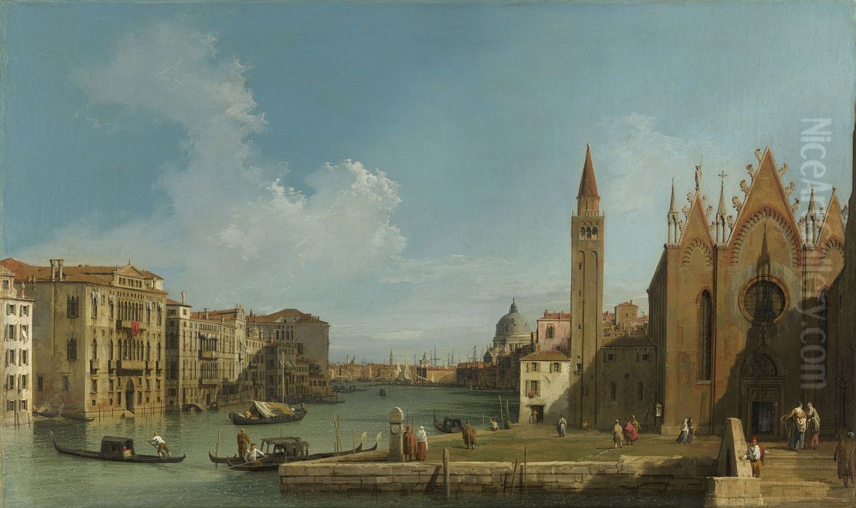 The Grand Canal looking East from the Carita towards the Bacino Oil Painting by Canaletto