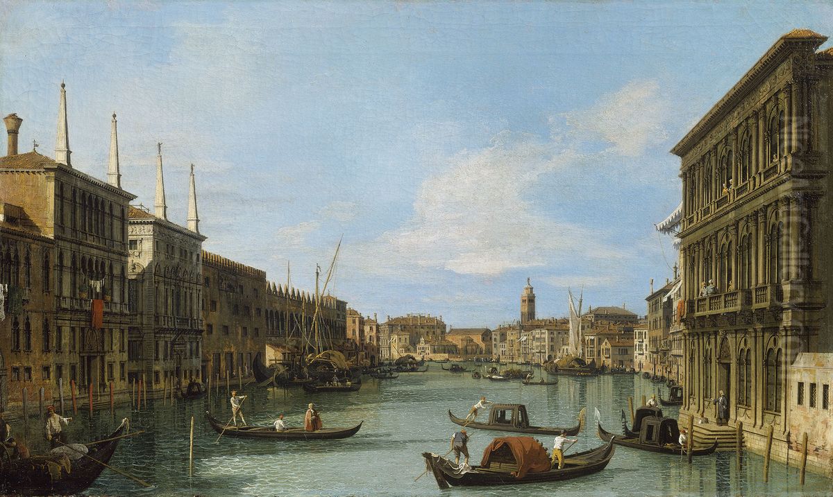The Grand Canal looking West from Palazzo Vendramin-Calergi towards San Geremia Oil Painting by Canaletto The Grand Canal looking West from Palazzo Vendramin-Calergi towards San Geremia Oil Painting by Canaletto