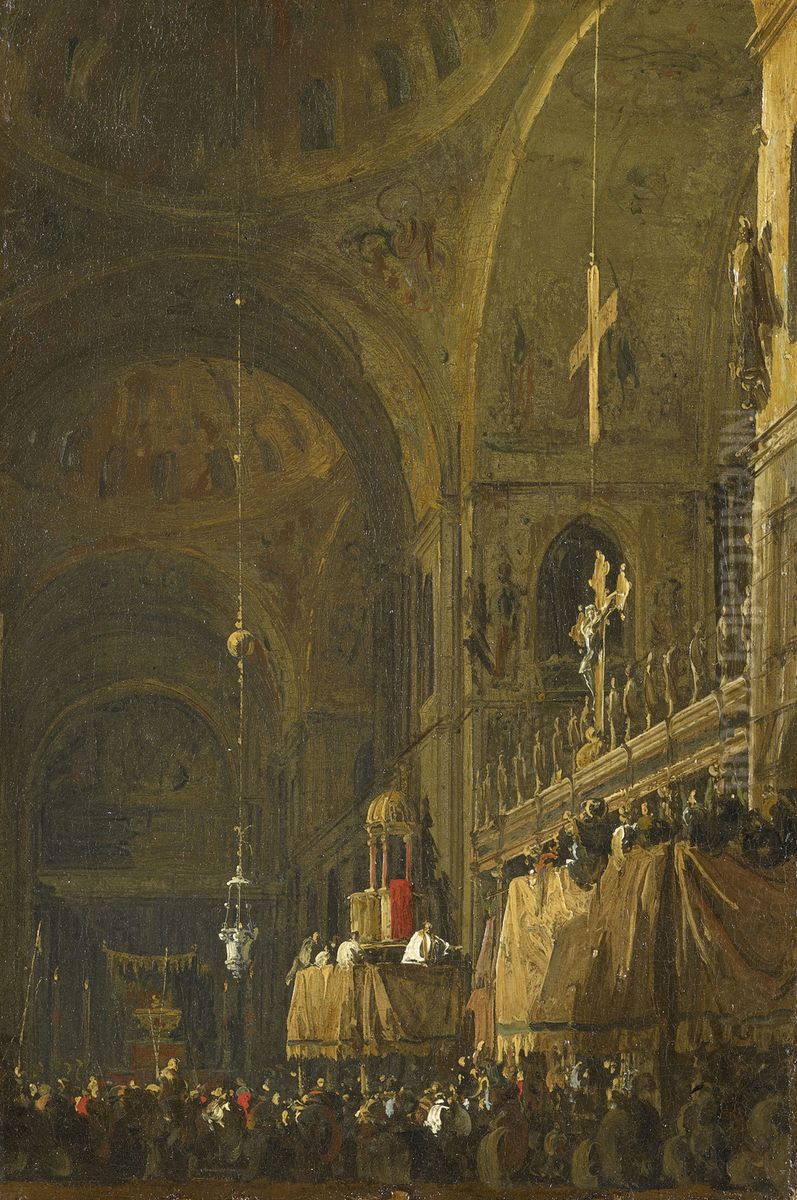 The Crossing of San Marco looking to the North Transept on Good Friday Oil Painting by Canaletto