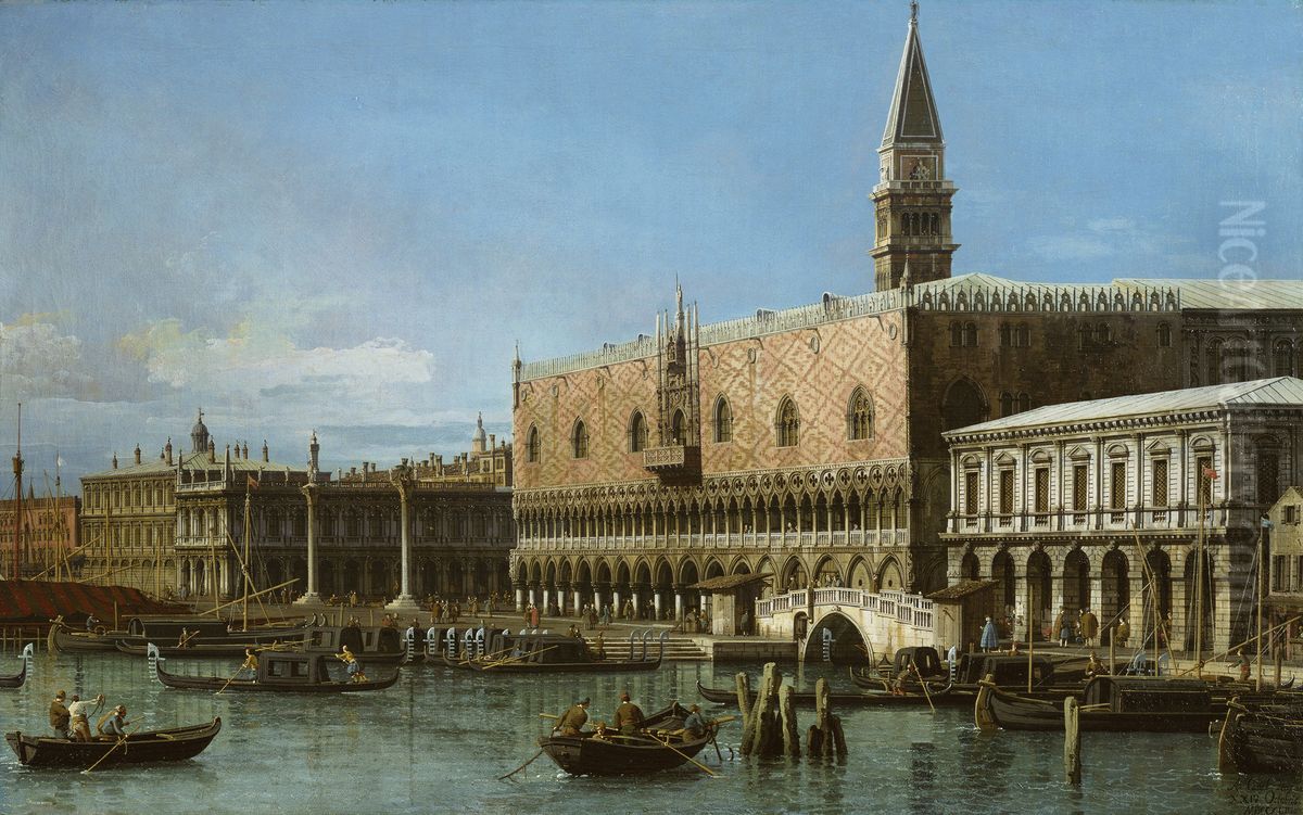 The Molo with the Prisons and the Doges' Palace Oil Painting by Canaletto