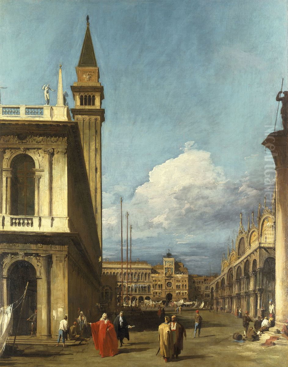 The Piazzetta looking North towards the Torre dell'Orologio Oil Painting by Canaletto