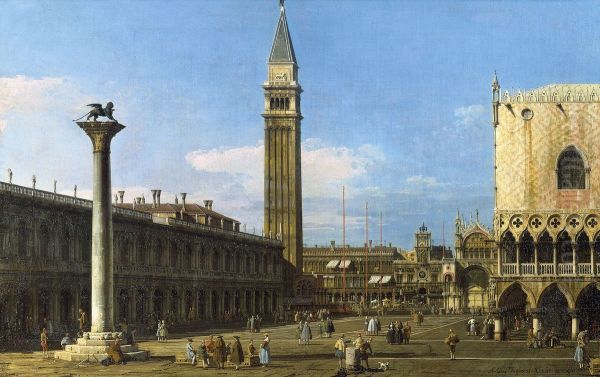 The Piazzetta Towards The Torre dell' Orologio Oil Painting by Canaletto