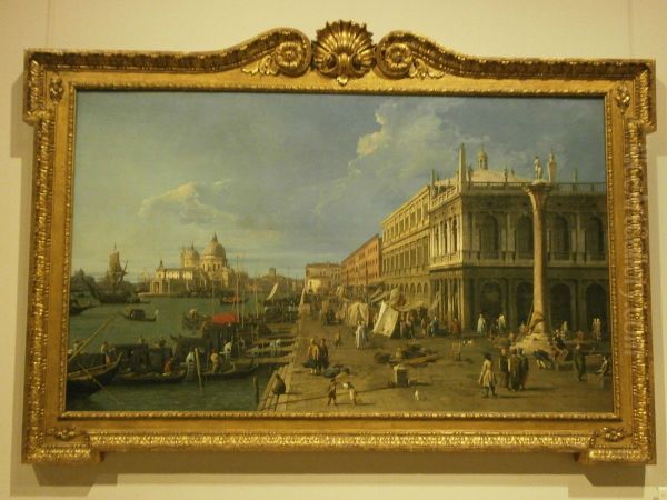 The Pier near the Mint with the Column of San Teodoro Oil Painting by Canaletto