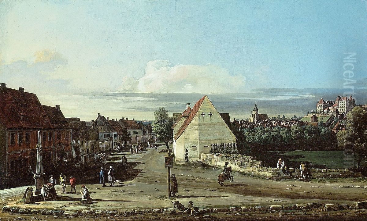 View of Pirna with the Fortress of Sonnenstein Oil Painting by Bernardo Bellotto