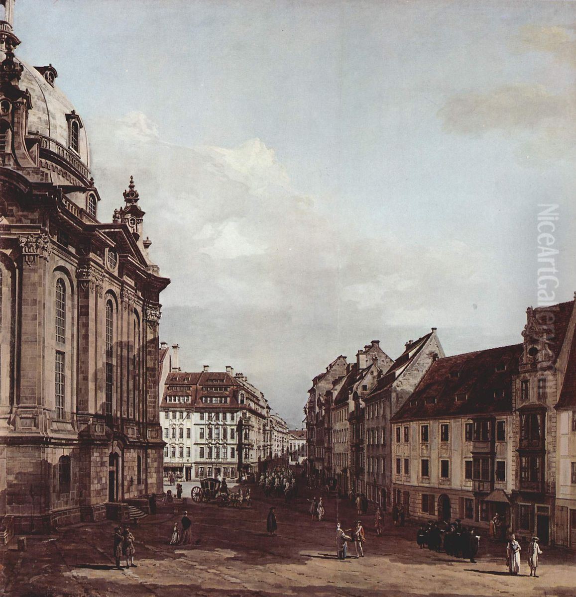 Ansicht von Dresden,Die Frauenkirche Oil Painting by Bernardo Bellotto