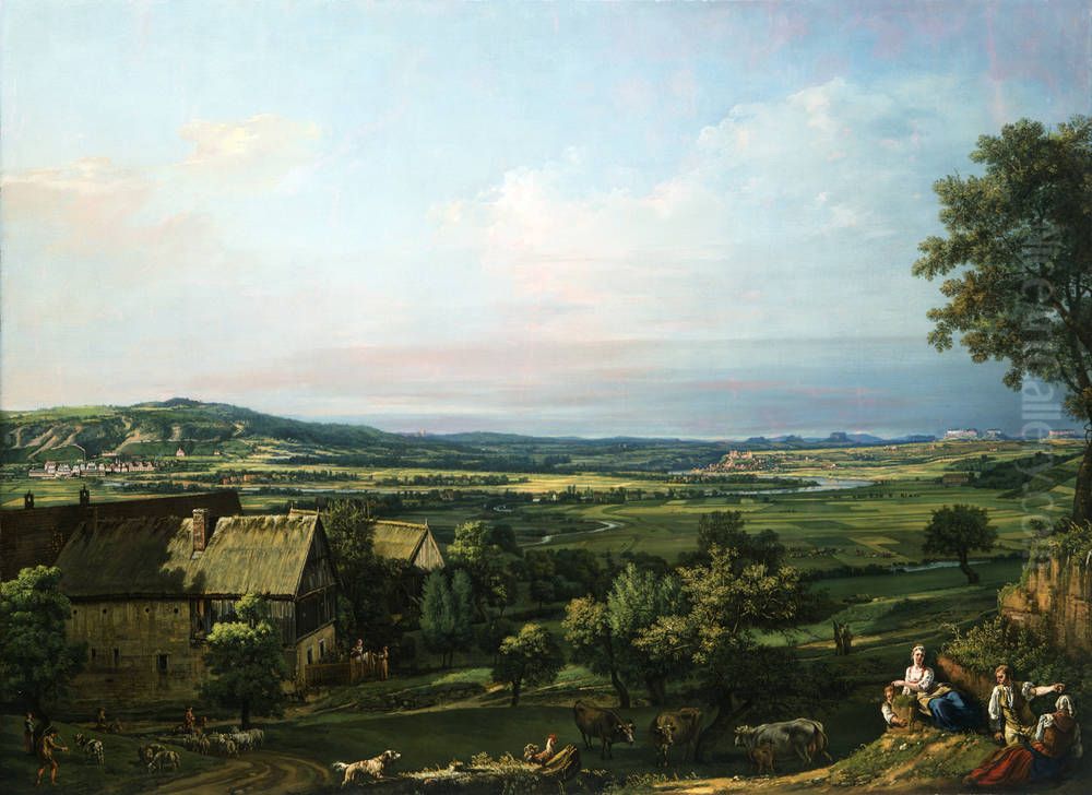 Die Elbaue zwischen Pirna und Pillnitz Oil Painting by Bernardo Bellotto