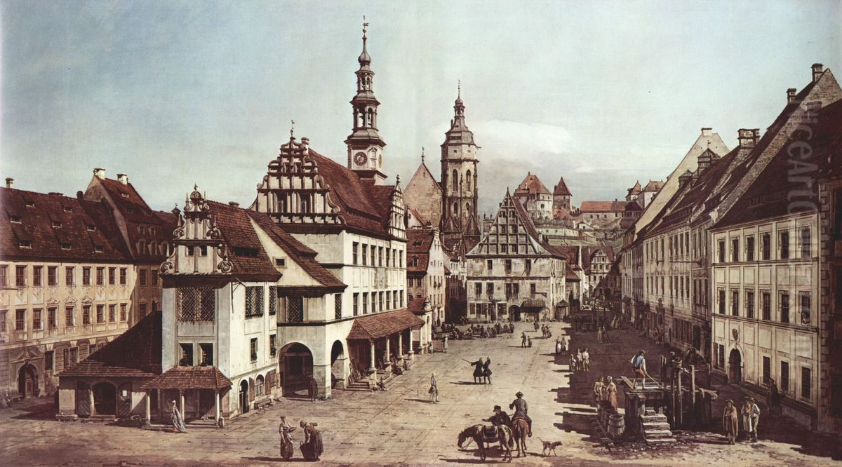 The Marketplace in Pirna Oil Painting by Bernardo Bellotto