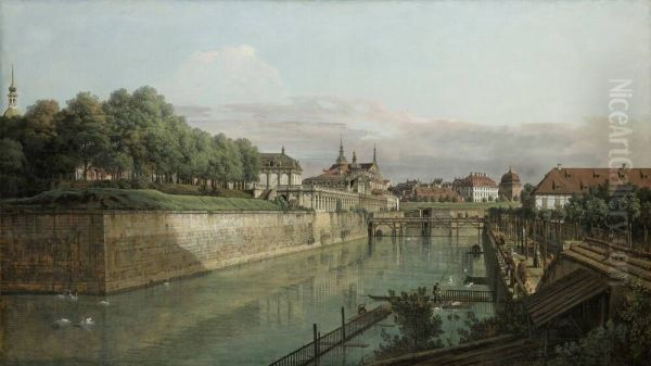 The Moat of the Zwinger in Dresden Oil Painting by Bernardo Bellotto