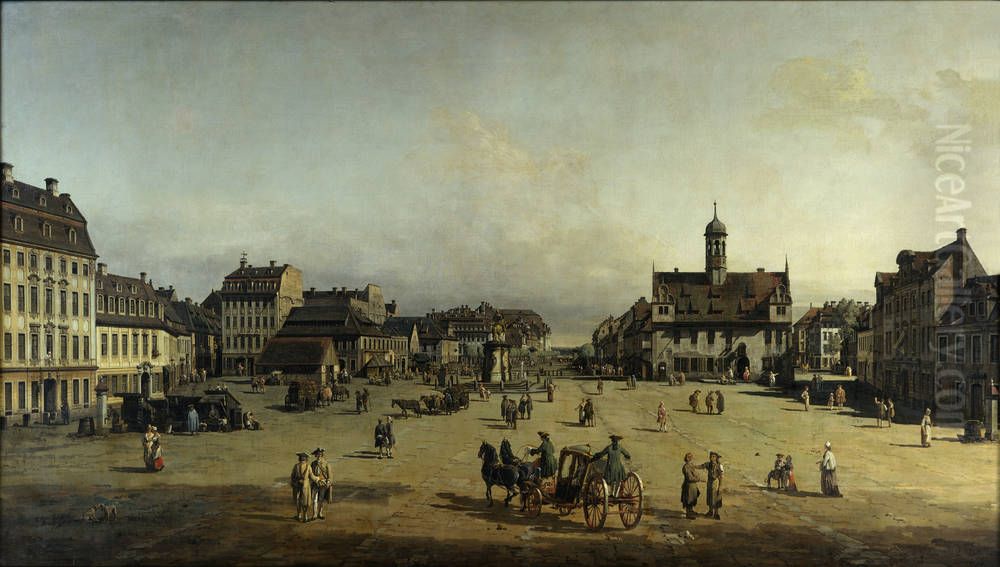 The New Market in Dresden Oil Painting by Bernardo Bellotto