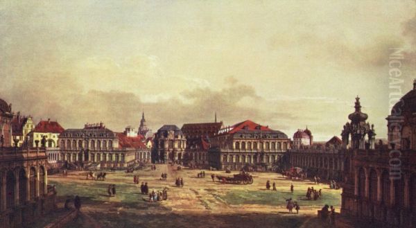 Der Zwingerhof in Dresden Oil Painting by Bernardo Bellotto