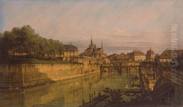 Moat of Zwinger in Dresden Oil Painting by Bernardo Bellotto