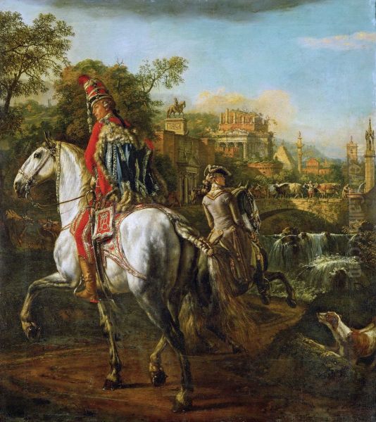 Reiterbildnis eines Husarenoffiziers Oil Painting by Bernardo Bellotto