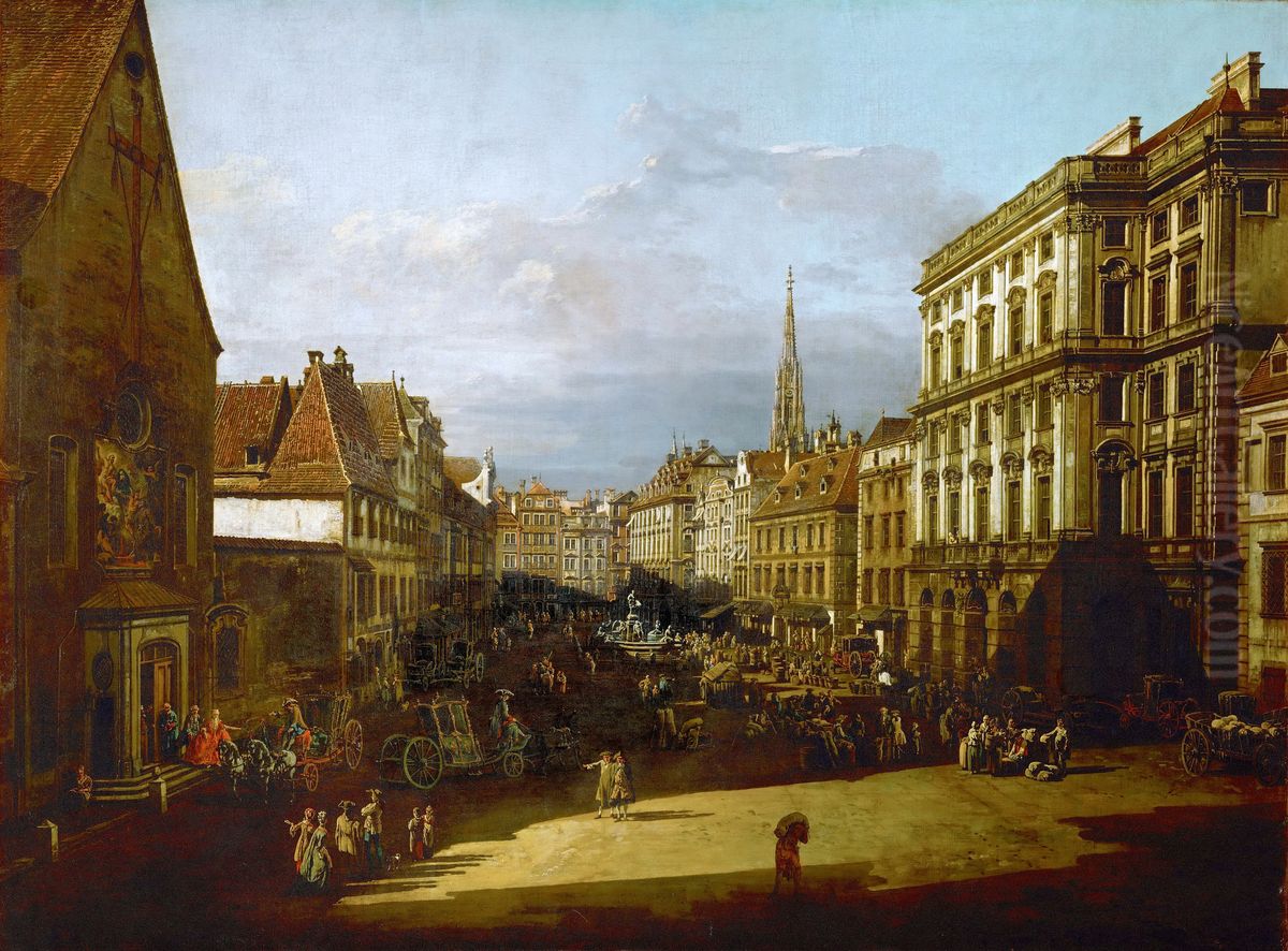 Ansicht von Wien, Mehlmarkt von Sudwest Richtung Nordost gesehen Oil Painting by Bernardo Bellotto