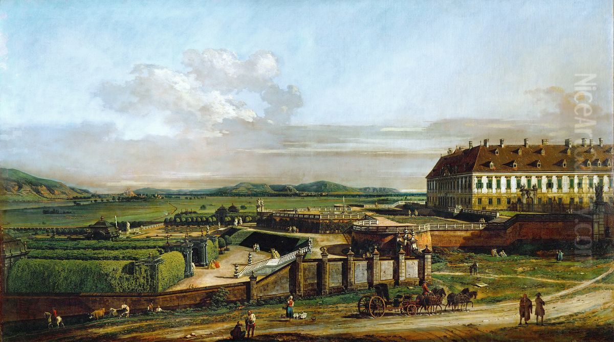 Schlosshof Castle as Seen from the North Oil Painting by Bernardo Bellotto