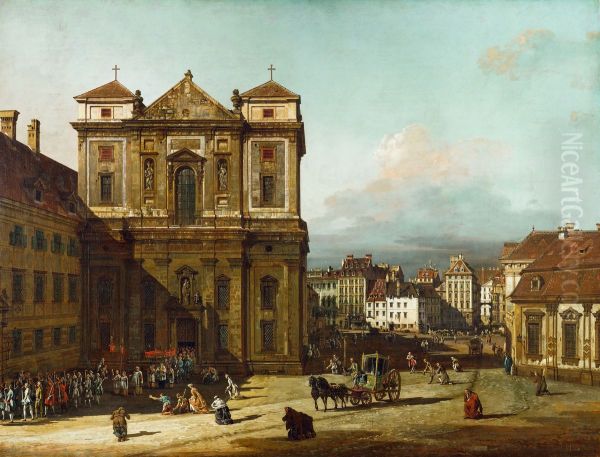 Die Freyung in Wien, Ansicht von Nordwesten Oil Painting by Bernardo Bellotto