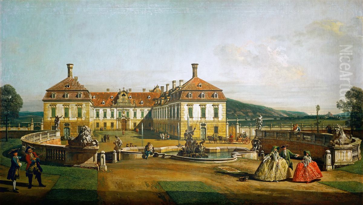 Das kaiserliche Lustschloss Schloss Hof, Ehrenhofseite Oil Painting by Bernardo Bellotto