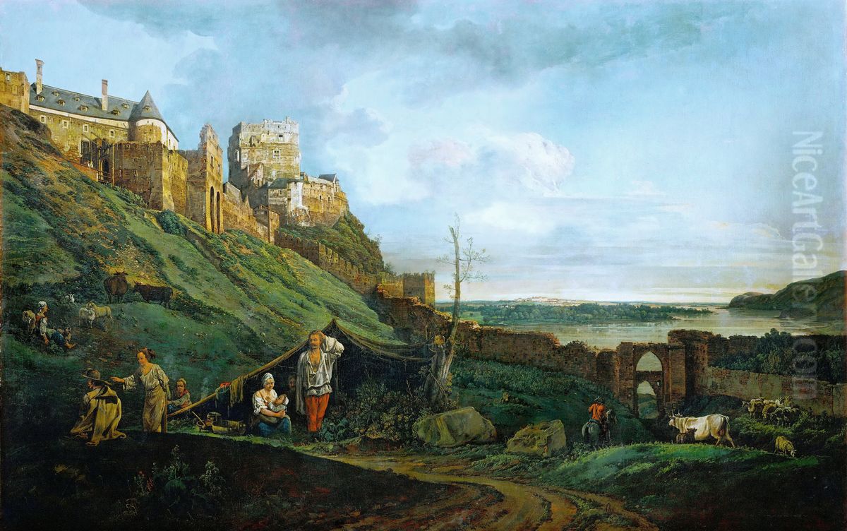 Die Ruine Theben an der March Oil Painting by Bernardo Bellotto
