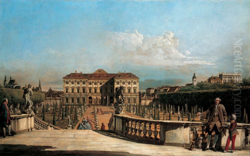 Das Gartenpalais Liechtenstein, Gartenseite Oil Painting by Bernardo Bellotto