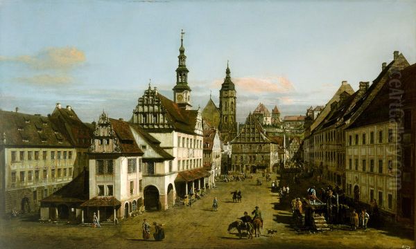 The Marketplace at Pirna Oil Painting by Bernardo Bellotto
