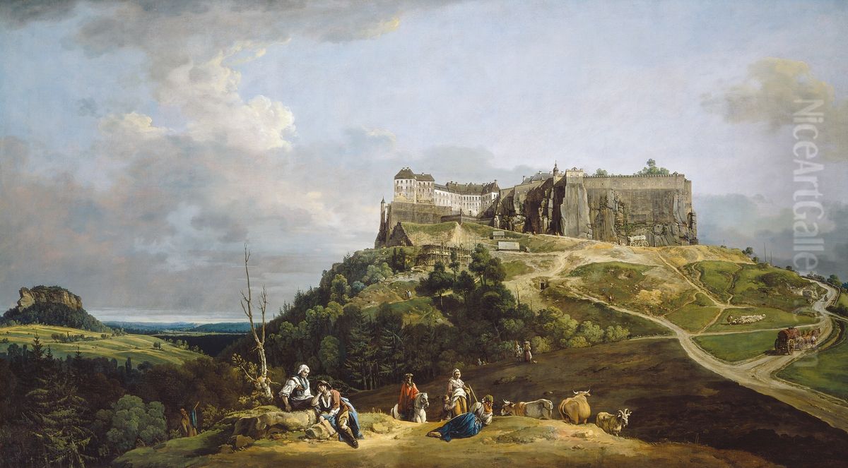 The Fortress of Konigstein Oil Painting by Bernardo Bellotto