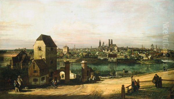 View of Munich Oil Painting by Bernardo Bellotto