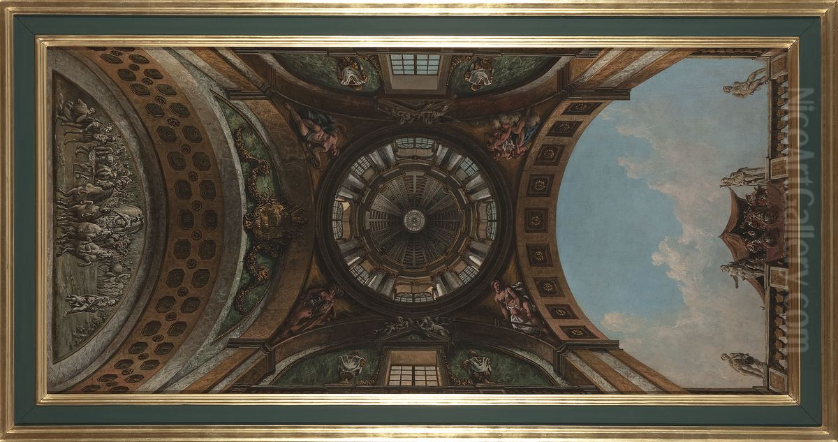 Illusionistic vault design of a hall in the Ujazdow Castle Oil Painting by Bernardo Bellotto