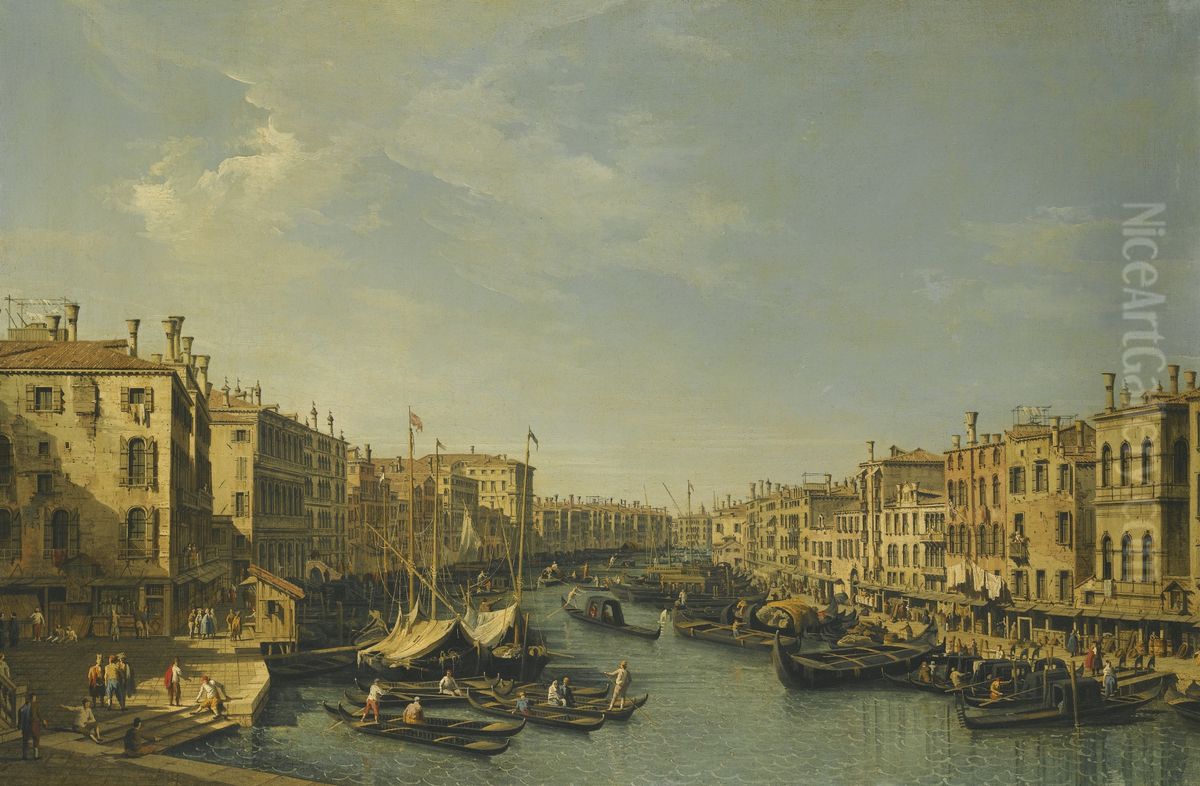 Venice, The Grand Canal, Looking South-West, From the Rialto Bridge to the Palazzo Foscari Oil Painting by Bernardo Bellotto