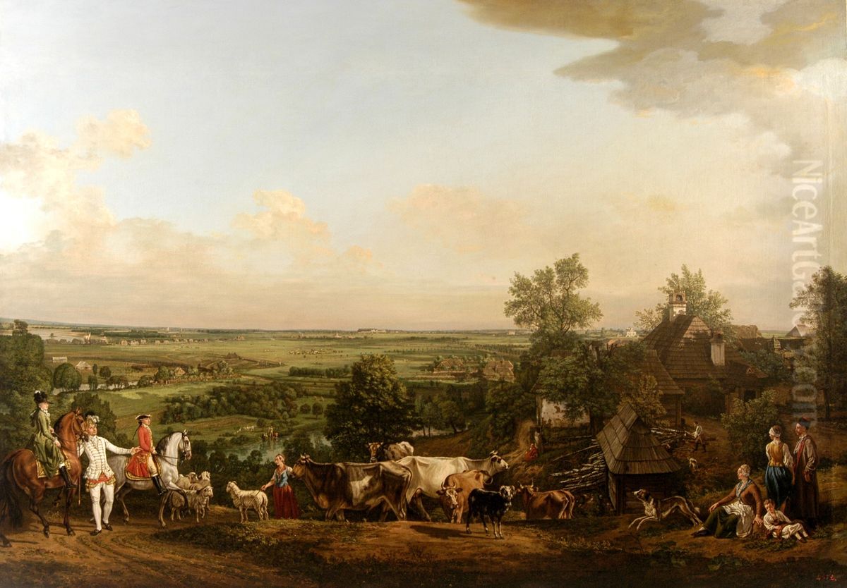 View of Wilanow meadows. Oil Painting by Bernardo Bellotto